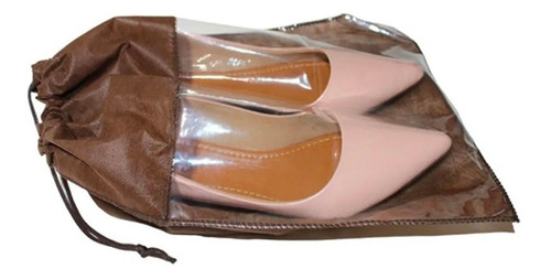 Sacos Para Sapatos / Porta Sapato Bege 37x29cm C/ Visor
