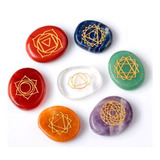 Set 7 Chakras Piedras 100% Naturales Runas Grabadas 