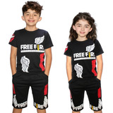 Conjunto Infantil Short Playera Free Fire Video Juegos Moda