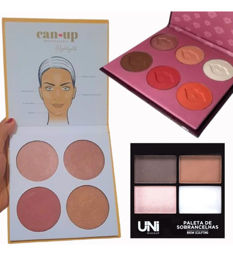 Maquiagem Paleta Sombras Grande Sobrancelha Iluminador Blush