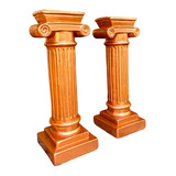 Estátua Grega Porta Velas Coluna Par Castiçal Cobre Kit Luxo