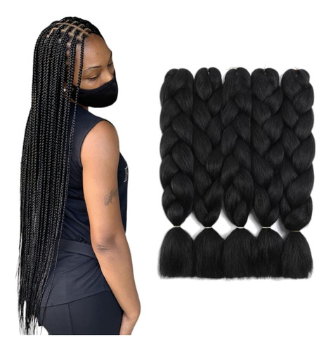 Kanekalon Extensiones Pelo Sintético - 5 Pz Color #1