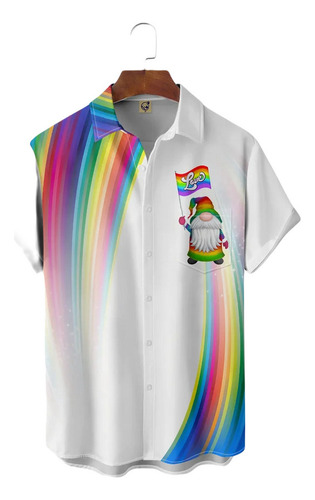 Camisa Hawaiana Unisex De Lgbt Gnomes, Camisa De Playa Para