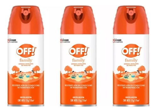 Repelente Off Naranja Family 170ml X3 Unidades