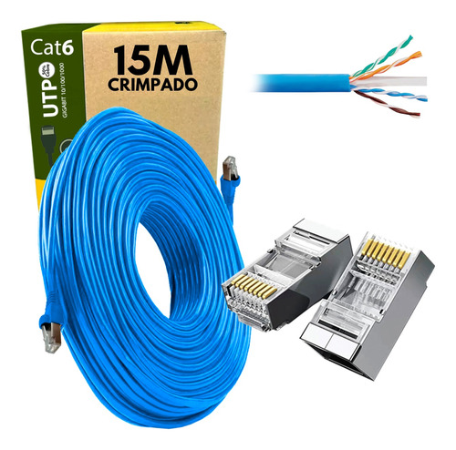 Cabo De Rede Cat6 Internet 1gb (conector Blindado) 15 Metros