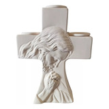 Cruz De Ceramica Con Rostro De Cristo Sin Pintar