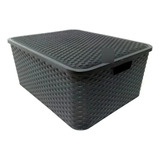 Canasto Caja Organizadora Plastico  Rattan Grande 