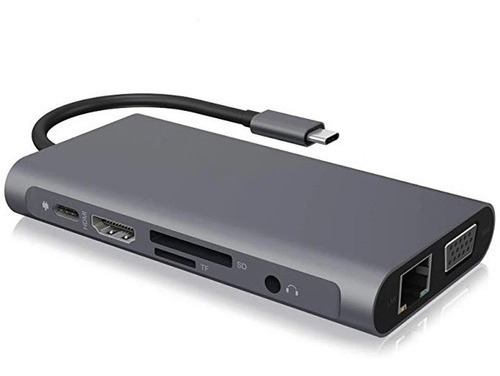 Hub 10 En 1 Usb-c Displayport Mhl A Hdmi 4k Vga Rj45 1000m