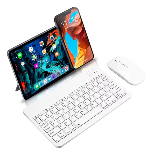 Kit Teclado Mouse Bluetooth Recargable Celular Tablet Pc