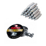 Pack 10 Capsulas Co2 + 250 Postones Gamo 4.5 Rifle Caza Tiro