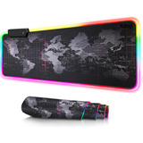 Mouse Pad Extra Grande Gamer Mapa Mundi Led Rgb 80x30cm 