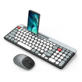 Combo Teclado Y Mouse Inalámbricos Recargables, Con Soporte