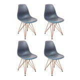 Kit 4 Cadeiras Eames Eiffel Jantar Cinza Escuro Ferro Cobre