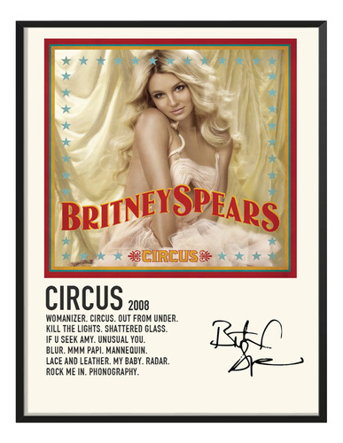 Poster Britney Spears Album Tracklist Exitos Circus 80x40