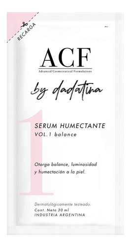 Acf By Dadatina Serum Humectante Vol 1 Balance Refill X 30ml