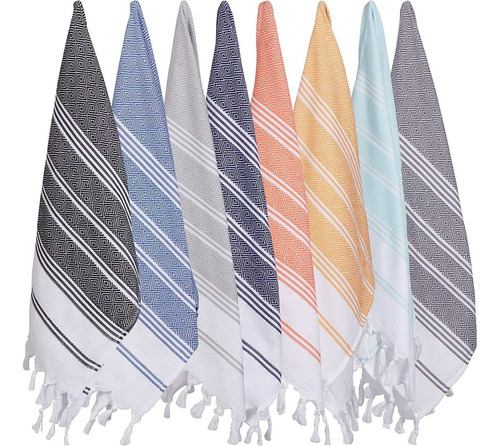 Bosphorus Hand Towels, Turkish Cotton, Stripes, 8 Pieces  Ab