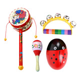 Set De 4 Instrumentos Musicales De Madera Montessori Musical