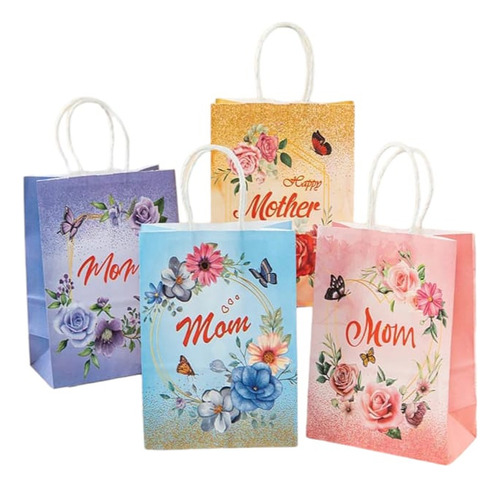 Docena Bolsas Para Regalo Mom Mamá Decorativa Fiestas