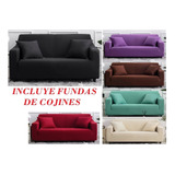 Funda Protector Para Sillón Sofá 3 Cuerpos Elásticada Lisa