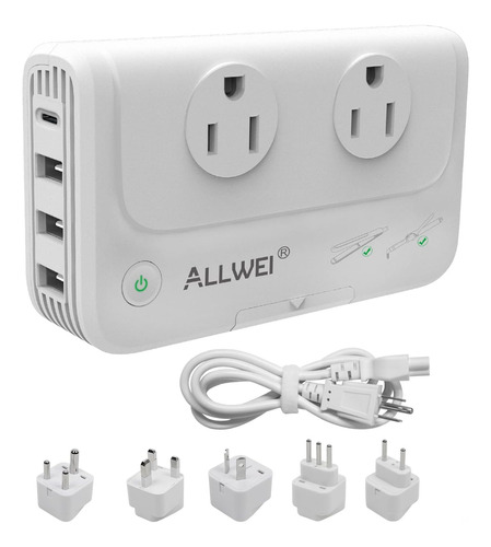 Adaptador De Viaje Internacional Allwei 220v A 110v Converti