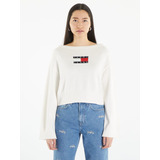 Sweater Center Flag Logo Mujer Tommy Jeans Blanco