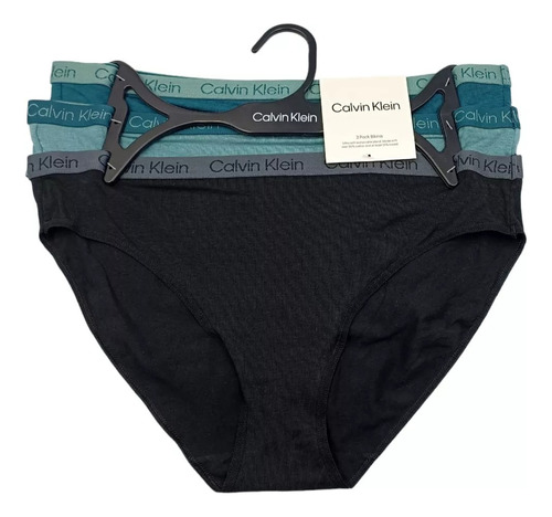 Paquete 3 Calzon Bikini Calvin Klein Mujer Elastico Delgado 