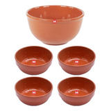 Set X Bowls 25 Cm + 4 Cazuela Esmaltada De Barro Bols 