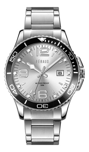 Reloj Feraud Hombre Acero Calendario Lupa 30mts F5572 GsLG