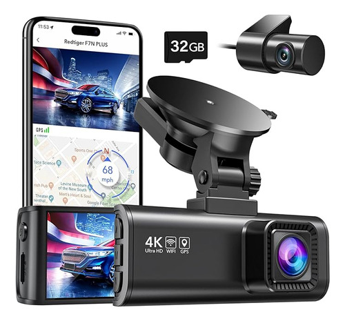 Cámara Para Automóvil Redtiger F7np Hd Dash Cam Dual Con Tarjeta Y Gps