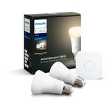 Kit Philips Hue Bridge + 2 Ampolletas Blancas Bt Color De La Luz Blanco Calido