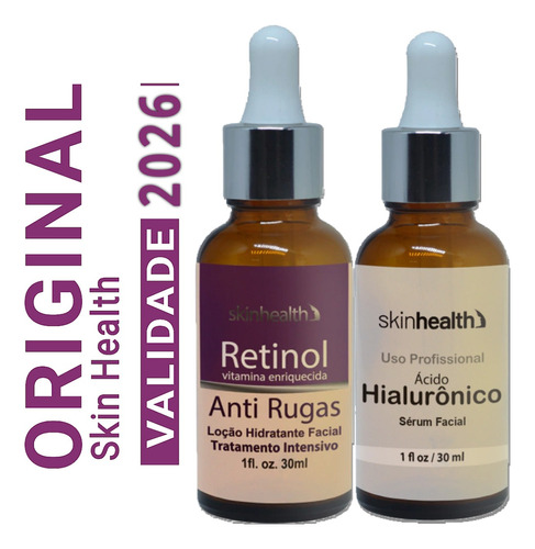 Kit Combo Serum Retinol + Hialurônico Anti Rugas Skin Health