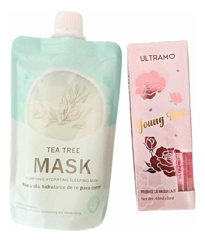 Combo Mascarilla De Té Verde Y Prebase Con Serum De Rosas