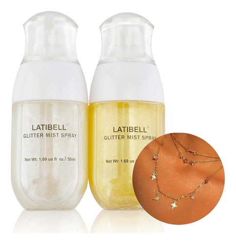 Latibell Glitter Spary, Paquete De 2 Spray De Purpurina Corp