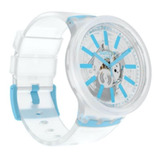 Reloj Swatch Mujer Big Bold Blueinjelly So27e105 Silicona Wr Color De La Malla Transparente Color Del Bisel Transparente Color Del Fondo Transparente Y Celeste