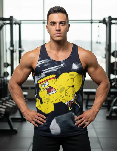 Camiseta Olímpica Gym Fitness Box (bob Esponja Musculoso )