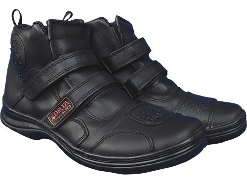 Botineta Moto Alter Delta C/ Protecciones Cuero Negro Mxm