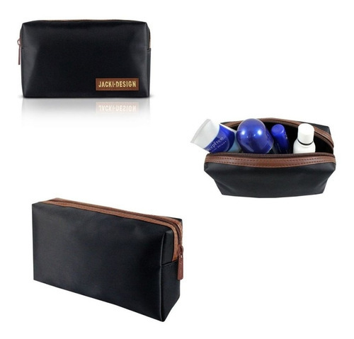 Necessaire Masculina Pequena De Bolsa Mala Viagem Trabalho Cor Preto E Marrom