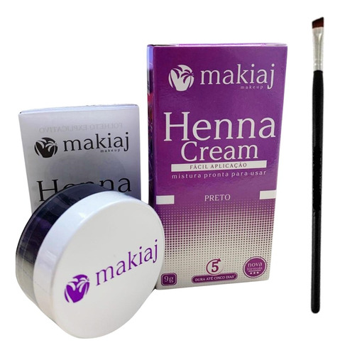 Henna Sobrancelhas Makiaj Pronta Creme + Pincel Duplo