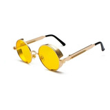 Gafas De Sol Casual Steampunk Redondas Filtro Uv400 Amarillo