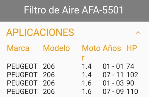Filtro De Aire Motor Peugeot 206 1.6 01/08 5501 Foto 7