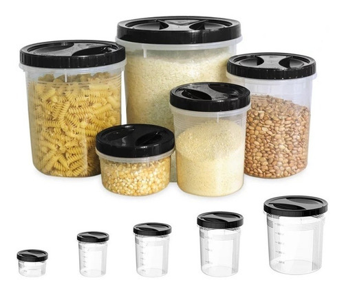 Kit Com 5 Potes De Rosca Para Mantimentos Alimentos Uninjet