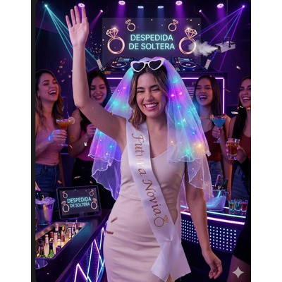 Kit Despedida De Soltera, Lentes, Velo Banda De Futura Novia | Meses sin interés