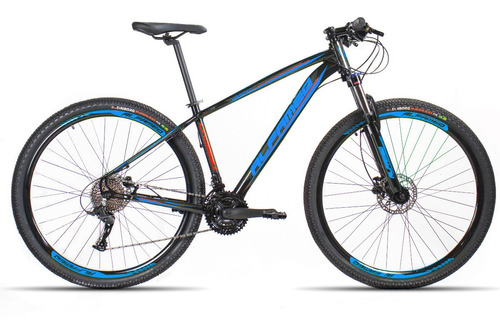 Mountain Bike Alfameq Nacional Tirreno Aro 29 21  27v Freios De Disco Hidráulico Cor Preto/azul/rosa