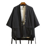 Kimono Japonés For Hombre Bordado Chaqueta Cárdigan Retro