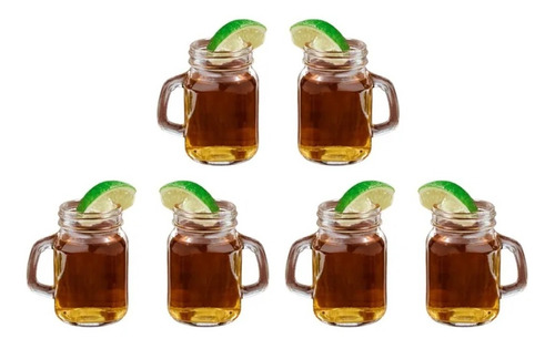 Set 6 Mini Mason Jars Tequileros Mezcaleros Frascos Vidrio