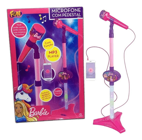 Barbie Microfone Dreamtopia Com Pedestal F0057-6 - Fun