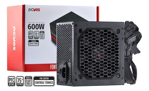 Fonte Gamer Spark 600w Pcyes, Pfc Ativo, Flat Cable 31822