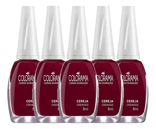 Kit C/5 Esmalte Colorama Cremoso Vermelho Cereja 8ml