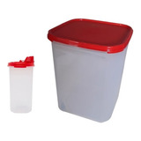 Kit Modular Quadrado 5,5l E Dispenser 650ml Chili Tupperware