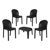 Combo 4 Silla Barcelona Negra 1 Mesa Ratona Mascardi